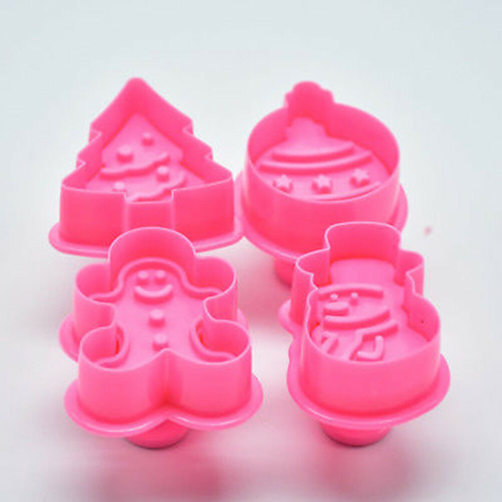 4pcs christmas cookie biscuit plunger cutter mould fondant cake mold bakin.l8