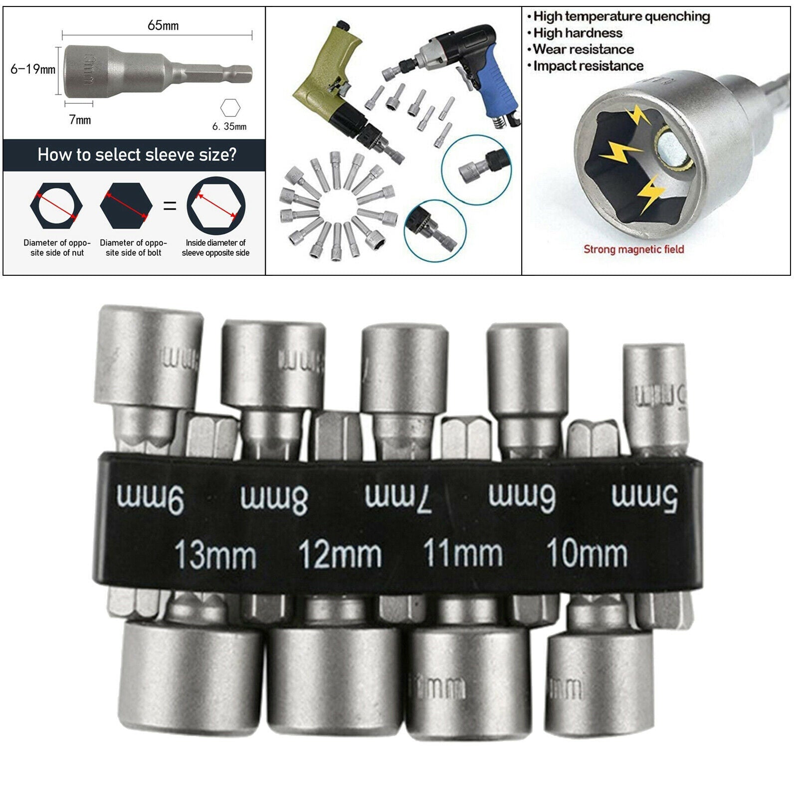 Socket Screwdrivers Bit Set Air Nuts Spanner Adapter DIY Tools 7.5x5x1.8cm