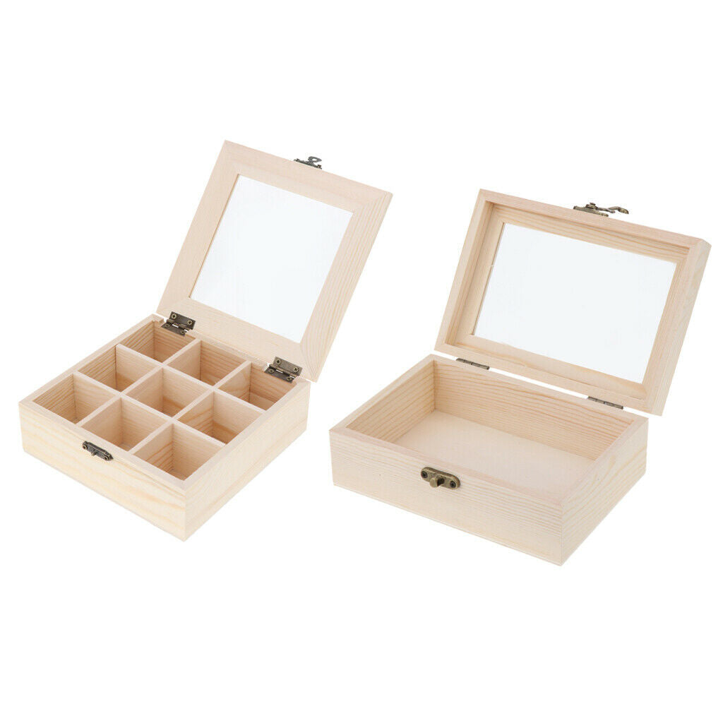 2Pcs Practical Wooden Jewelry Case Jewerly Holder Women Gift Earring Necklace