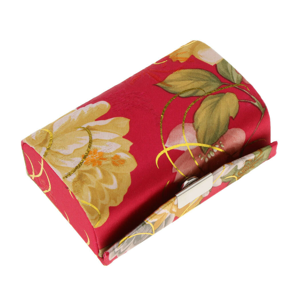 Brocade Lipstick Lip Gloss Case Carry Storage Box Lip Balm Holder w/ Mirror #N