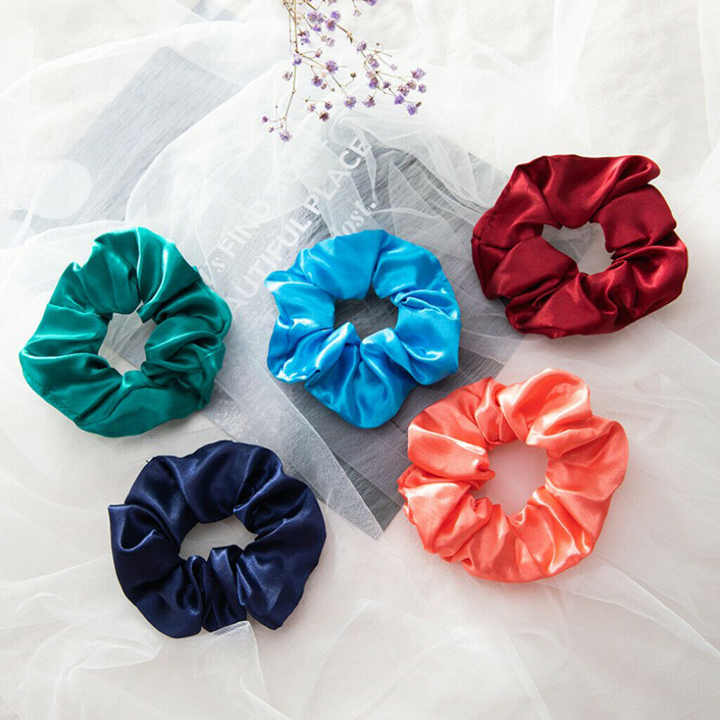 50 Bulk Women Silky Hair Scrunchies Elastic Hair Ties