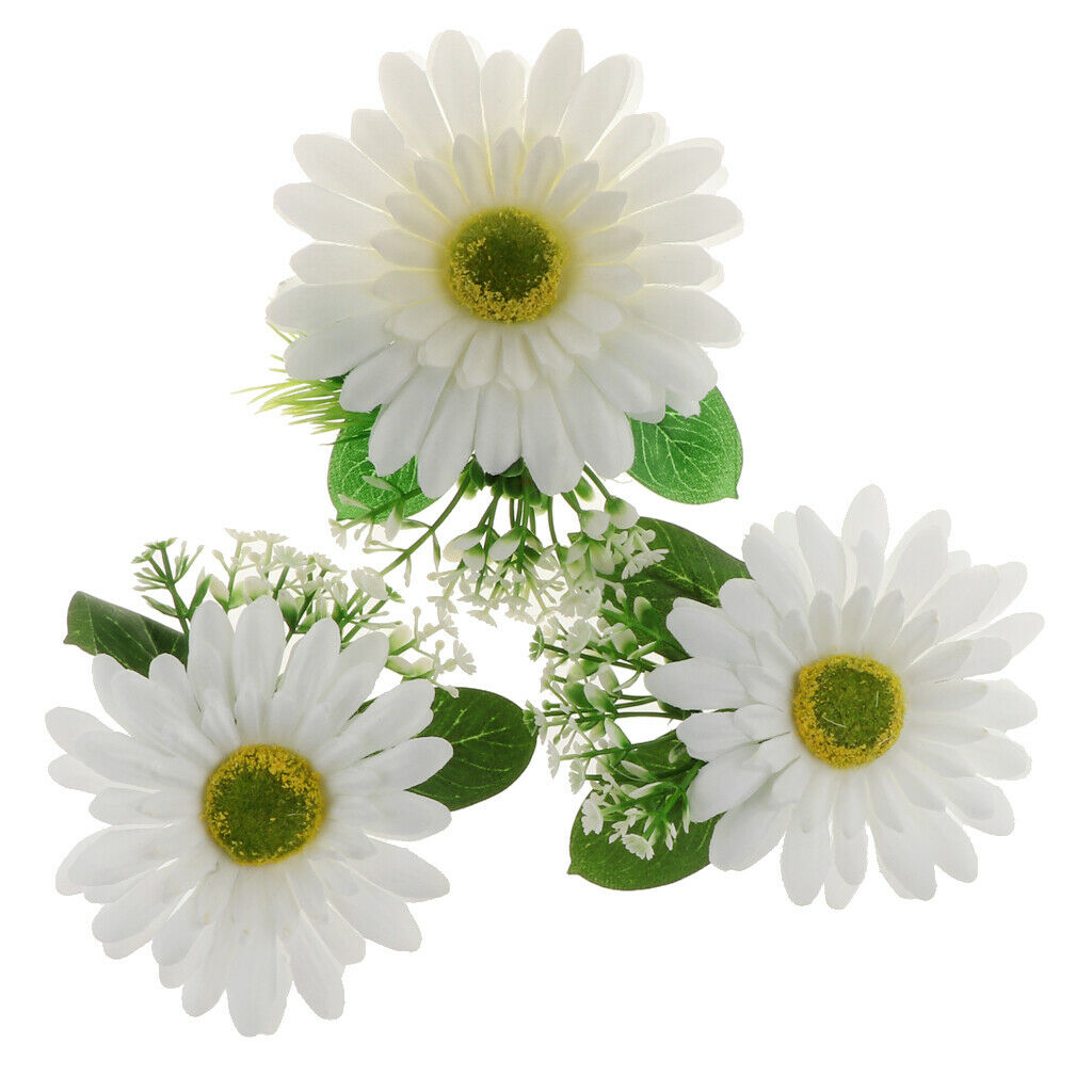 Artificial Big Daisy Hairpin Hair Clips Flower Brooch for Women Party White