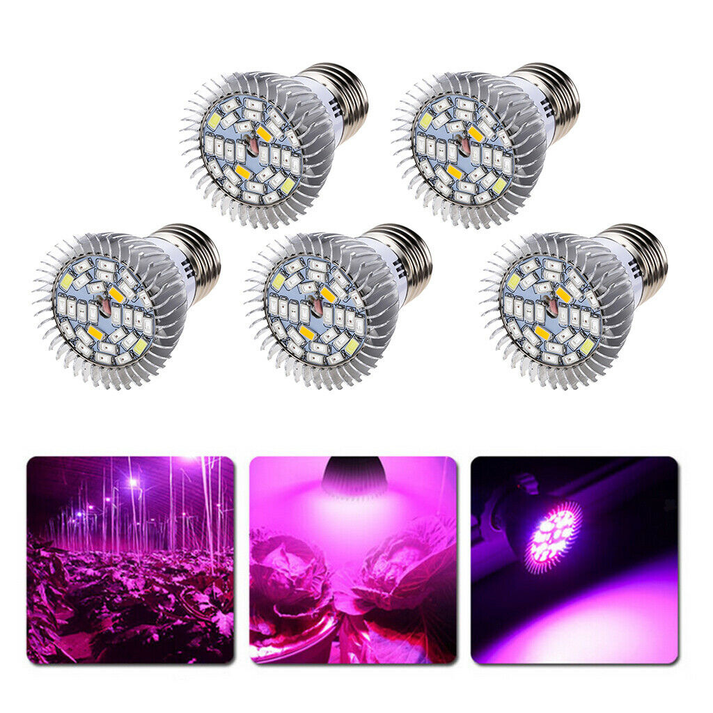 5x 10W Grow Light Bulb for Growing Plants, Vegetables, and Flowers - 28 LEDs