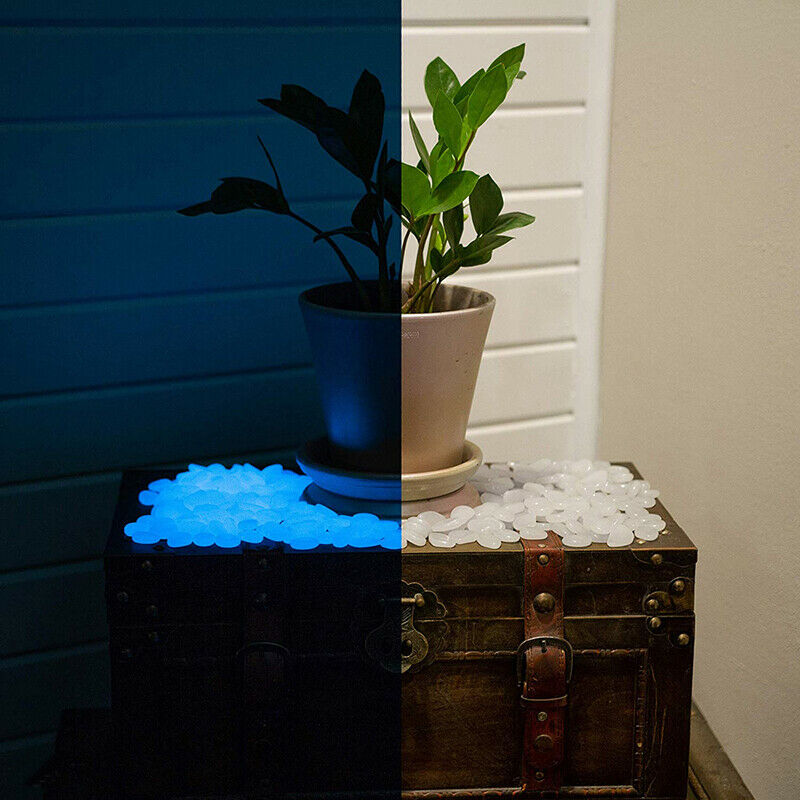 100x Artificial Glow in The Dark Pebbles Stones Garden Aquarium Fish Tank Decor