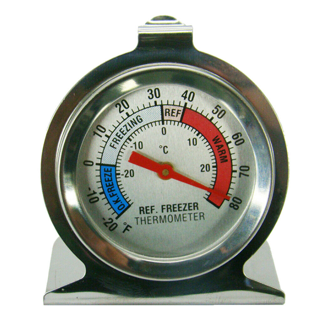 2Pcs Kitchen Craft Stainless Steel Refrigerator & Freezer Dial Thermometer