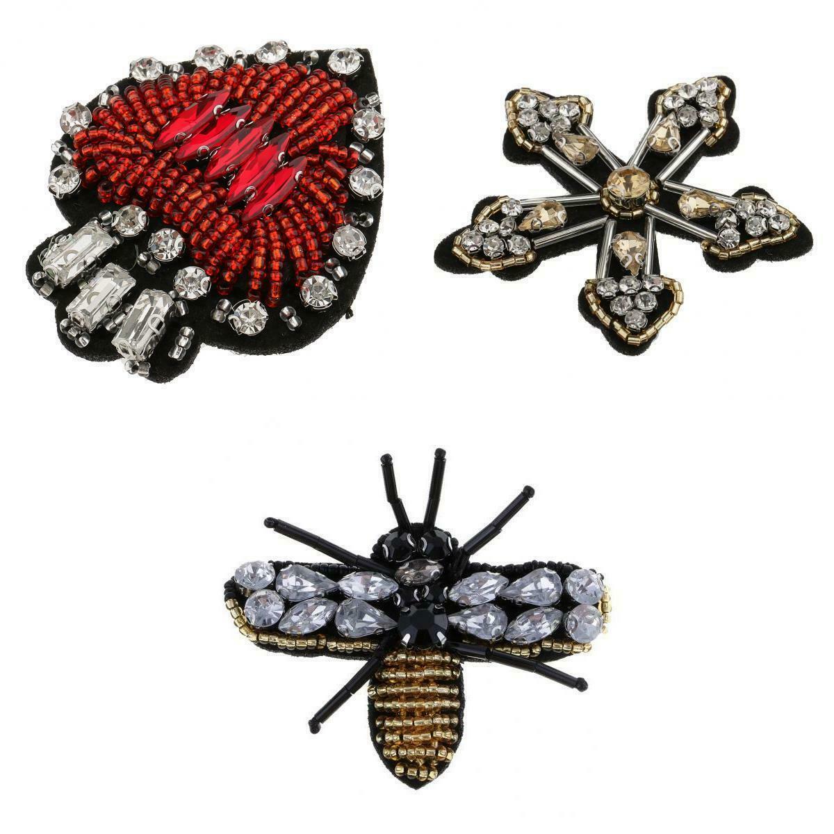 3x glitter patches application patches for sewing and ironing, for
