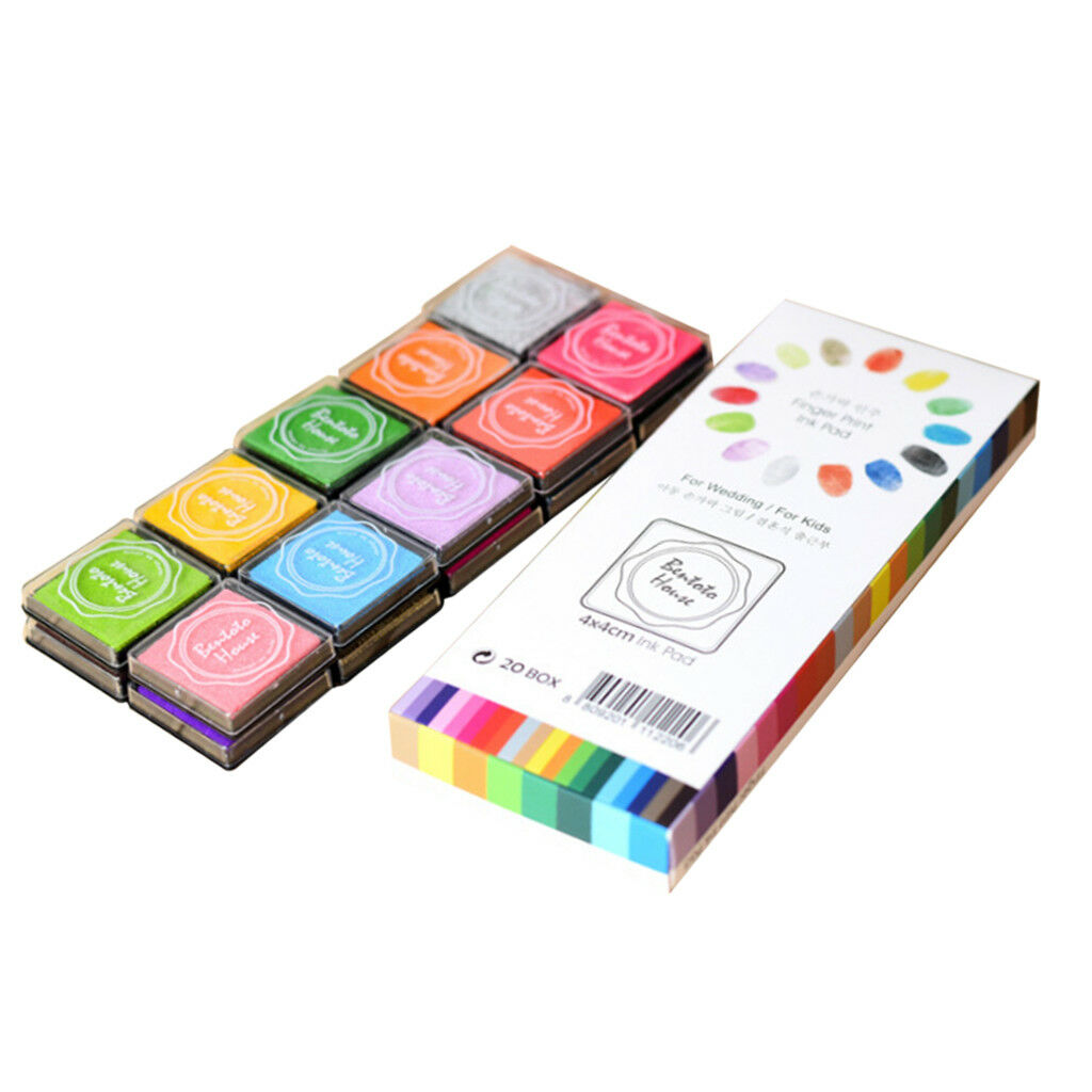 20 Colours Water-soluble Stamp Ink Pads Kids Classroom Printing Card Making