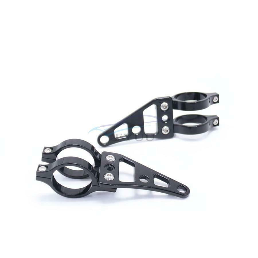 2PCS Motorcycle CNC Aluminum Alloy Front Fork Headlight Mounting Bracket Black