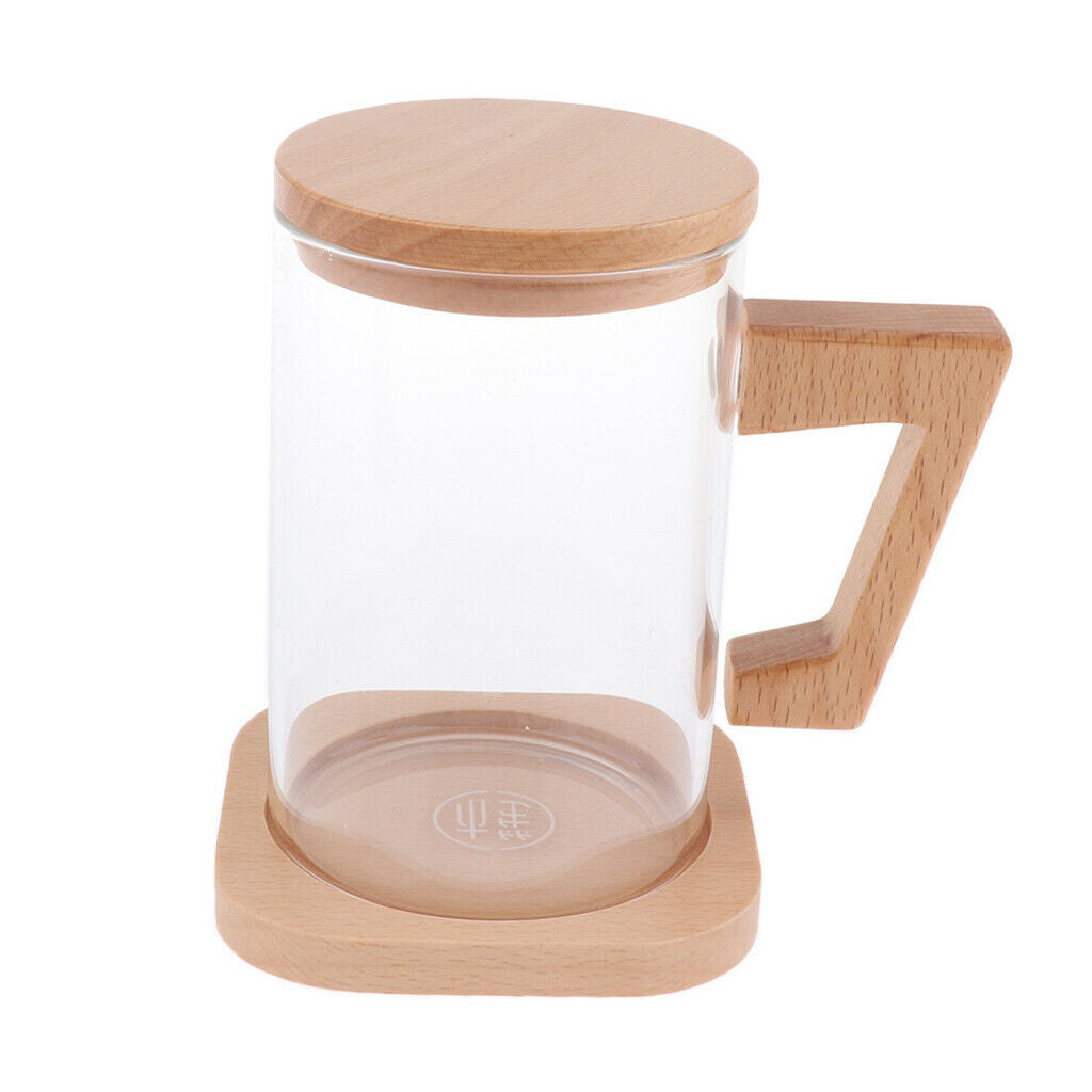 Glass Cup Handmade Coffee Tea Beer Juice Milk Mug Drink  Type2 Ligth Wooden