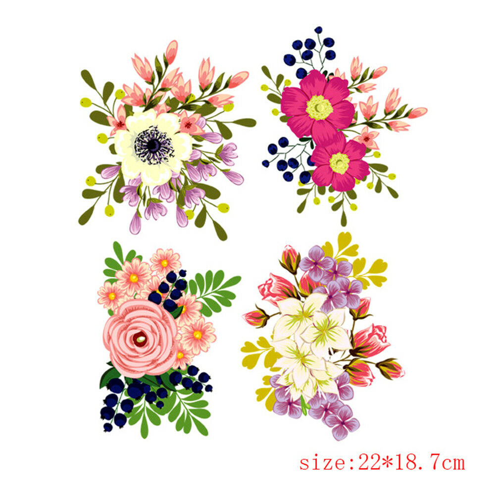 Flowers clothes patches heat transfer stickers printing iron on appliques.l8