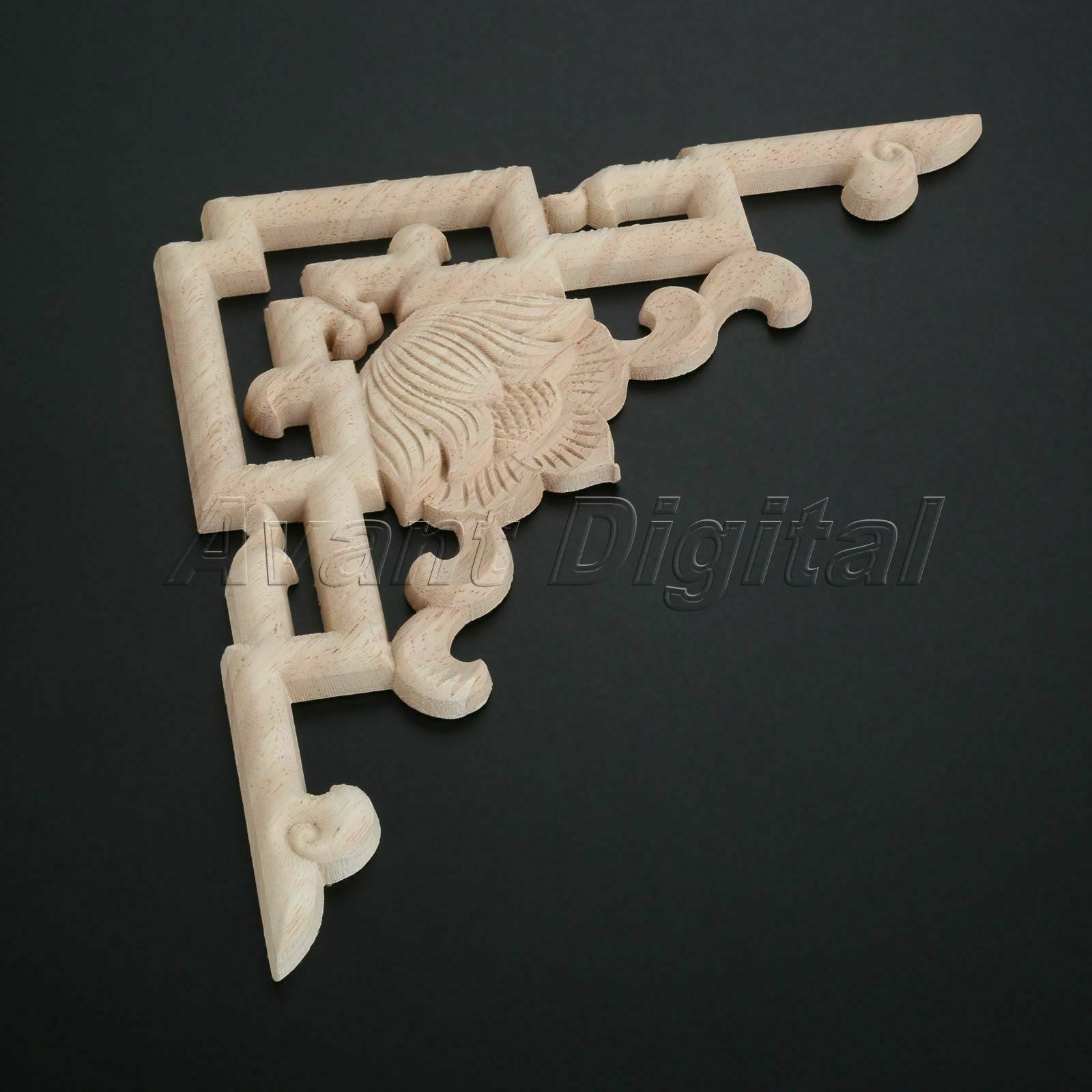 20*20cm Unpainted Wooden Carved Applique Furniture Home Decorative Dyes Easily