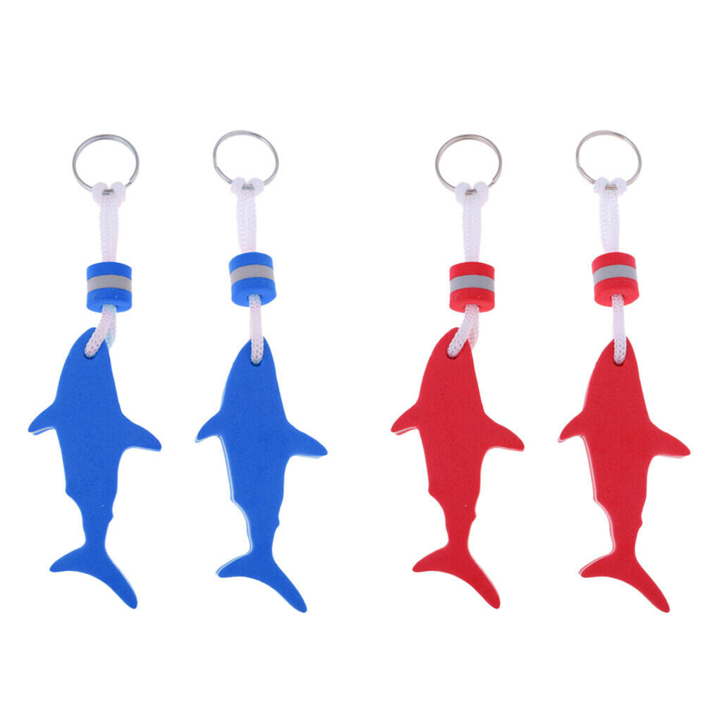 Pack 4 Shark Floating Keychain Keyring Water Buoyant Key Holder for Beach Swim