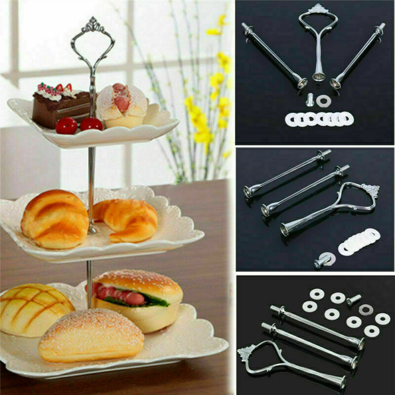 Stainless 3Tier Steel Round Cupcake Stand Wedding Birthday Cake Display Tower US