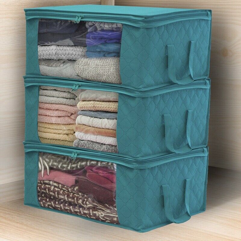 3PC Quilt Storage Bag with Lid,Foldable Dust-Proof Storage Box,Large-CapacitU9H2