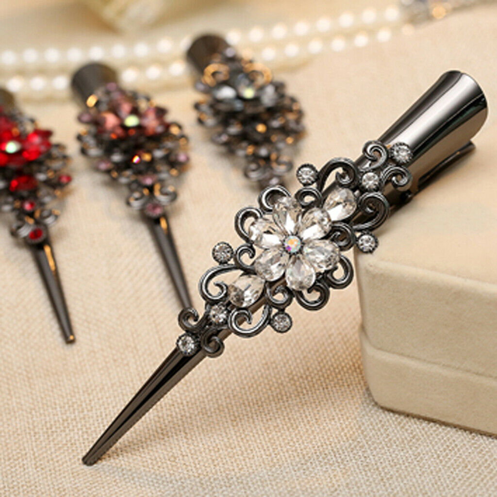 2X Metal Crystal Hair Clips Crocodile Hair Grips Hair Clasp Hairpin New White