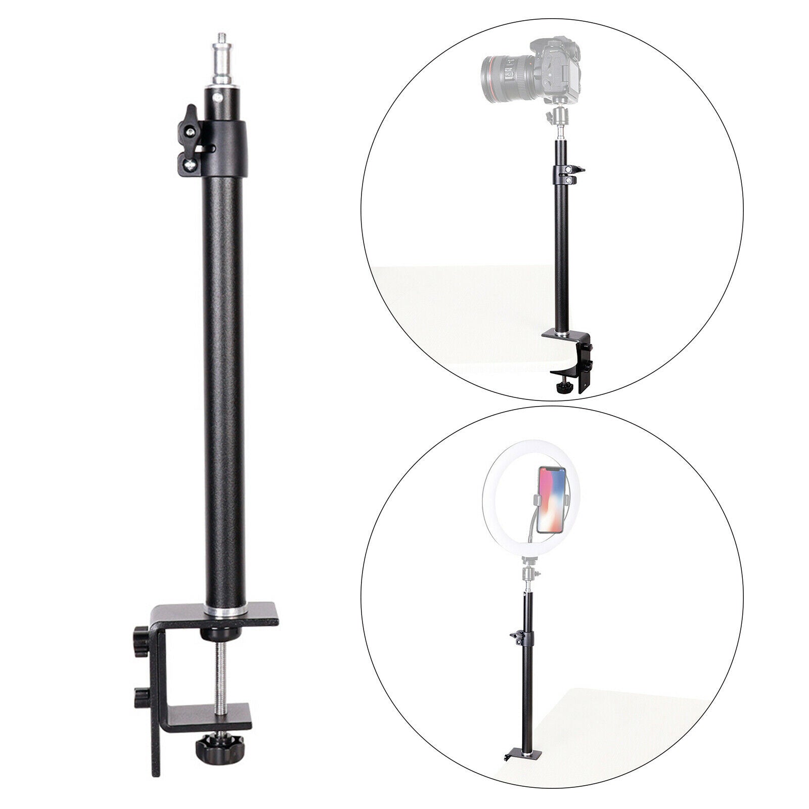 Tabletop Camera Stand C Clamp with 1/4 Screw for DSLR Camera Ring Light