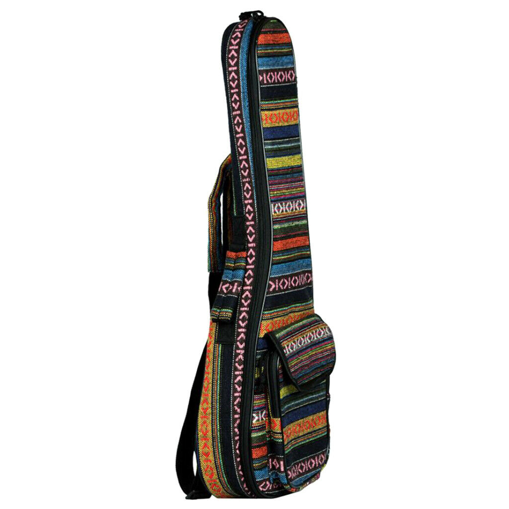 Folk Stripe Style Padded Case for Ukulele Guitar Back Strap