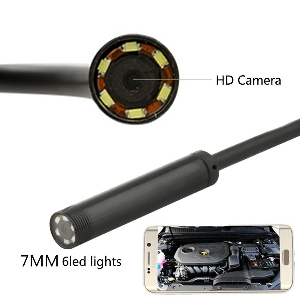 7mm 5M Vehicles Car Endoscope HD 6Led Android PC USB Borescope Inspection Camera