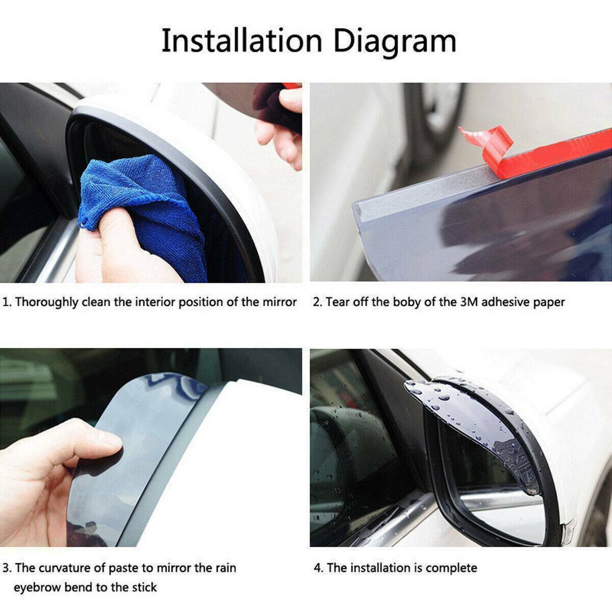 2 Pcs Side Rear Mirror Visor Car Accessories Rain Snow Guard Black Eyebrow Tools