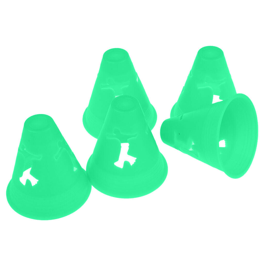 2x 5 Green Hollow Out Training Agility Maker Cones For Slalom Roller Skating 3"
