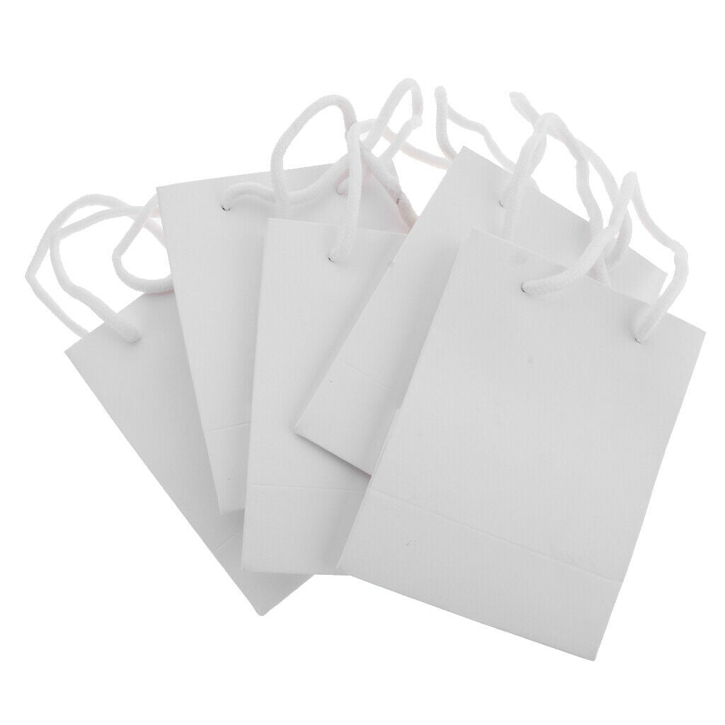 5 Pieces Small Paper Gift Bag Kraft Bags Jewelry Packaging Party Plain White
