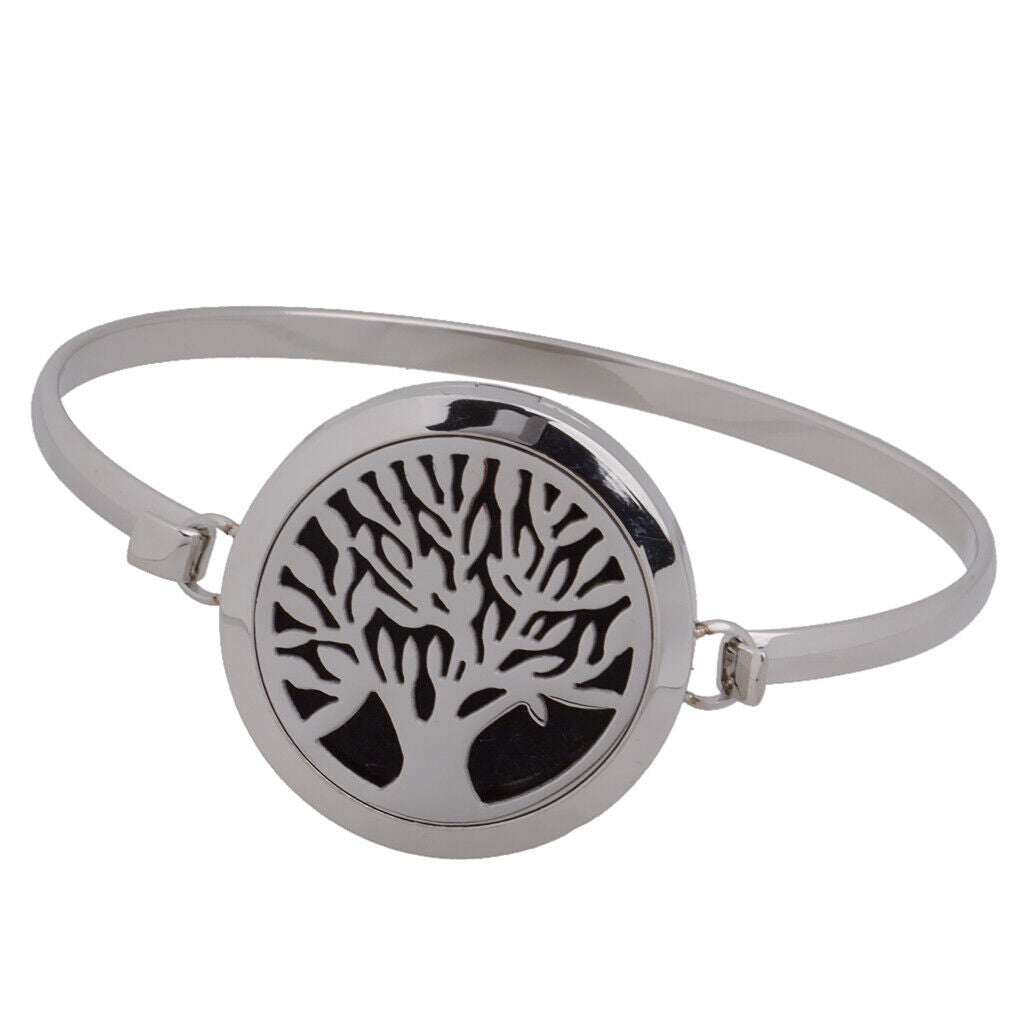 2PCS Tree of Life Aromatherapy Essential Oil Diffuser Locket Chain Bracelet