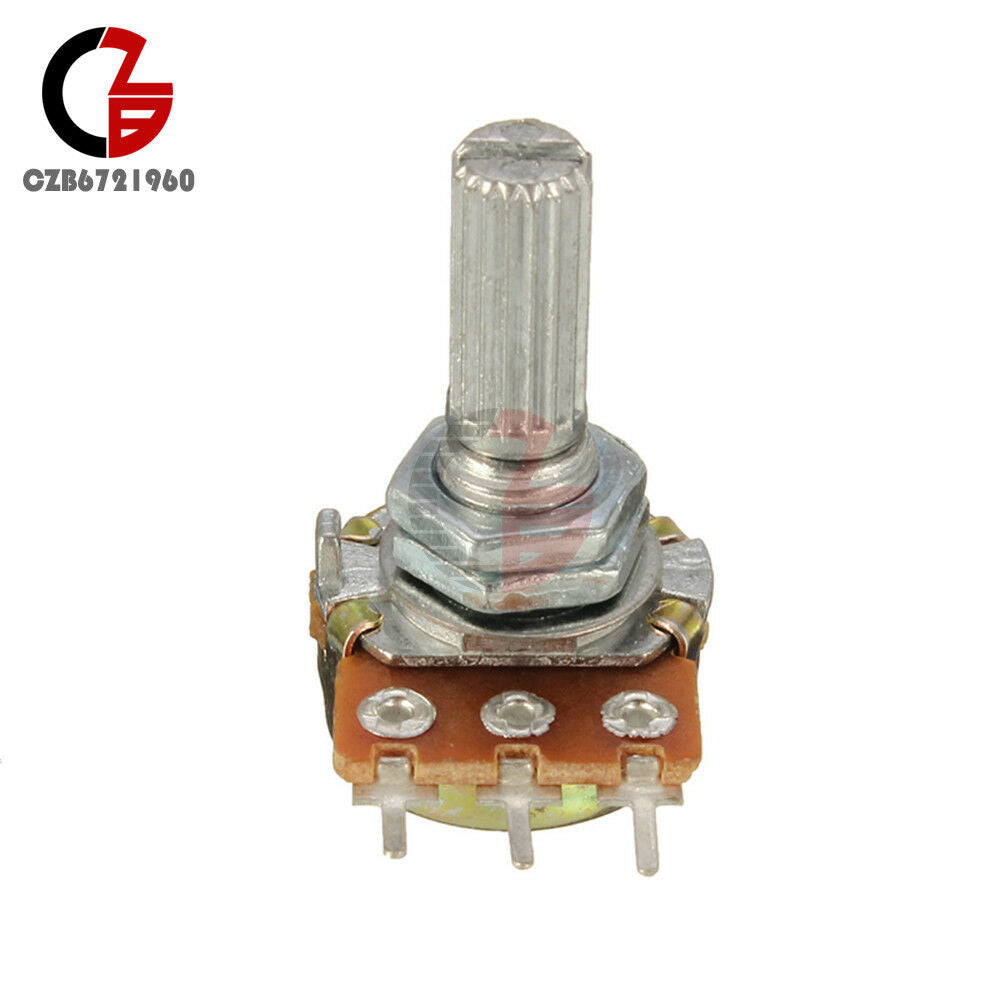 5PCS NEW 5K Ohm B5K Knurled Shaft Linear Rotary Taper Potentiometer