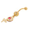 Red Rhinestone Flower Belly Button Ring Navel Bar Body Piercing Jewelry