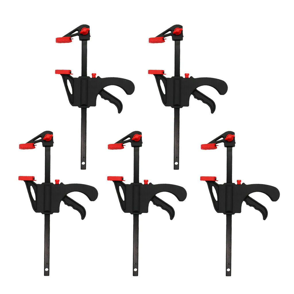 5x Black 10cm Wood Bar Clamp Quick Grip Ratchet Release Squeeze Clamps