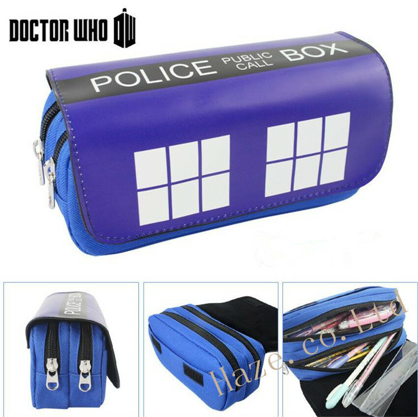 Doctor Who Pupil Pencil Bag Double layer Coin Bag Portable Cosmetic Pouch