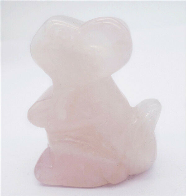 50x40x24mm Natural Rose Quartz Carved Squirrel Decoration Statue Decor HH8075