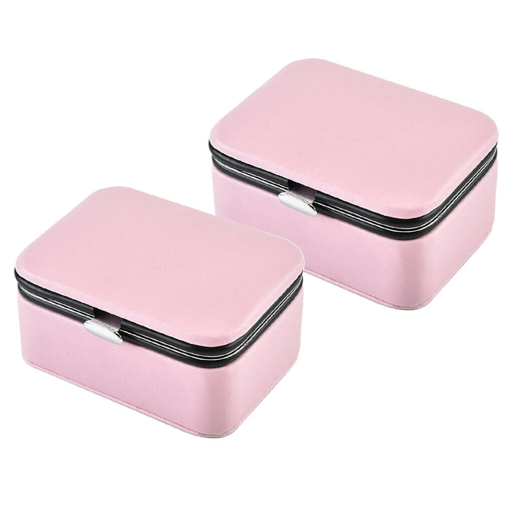 2 Pack Jewelry Gift Box Earrings Trinket Showcase Jewelry Accessories Pink