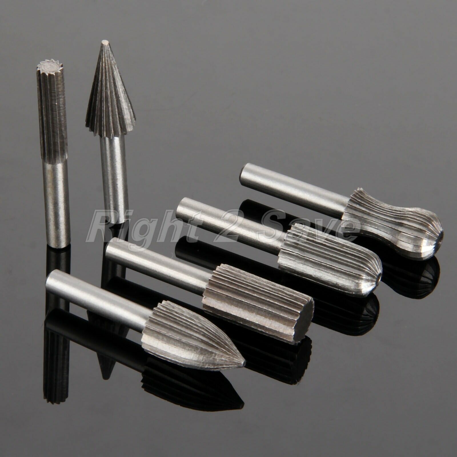 6pcs 6mm 1/4" Shank High Speed Steel Rotary Burrs Die Grinder Carving Tool Set