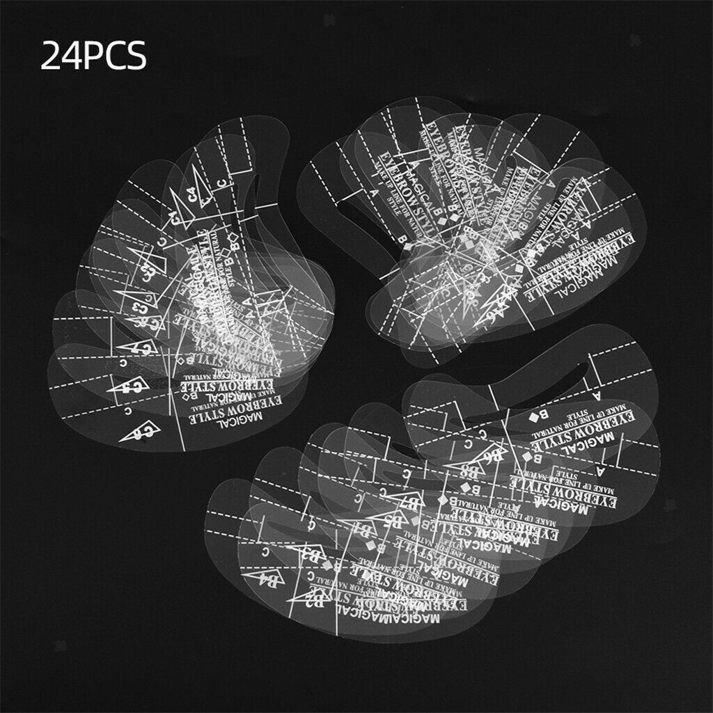 24pcs Eyebrow Shaper Stencils Brow Drawing Templates Guide DIY Beauty Tools