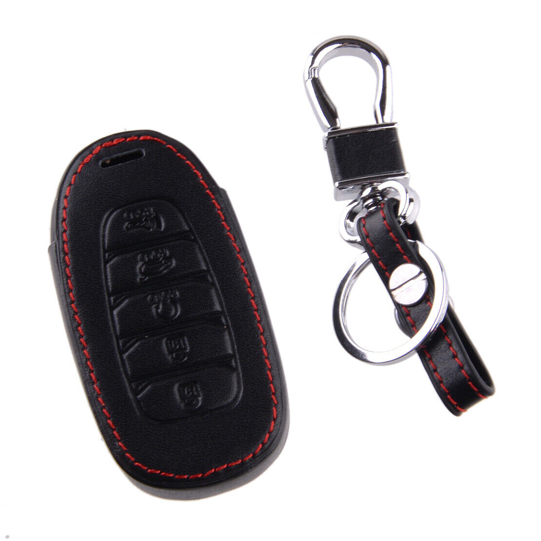 Fit For Hyundai Palisade 2019-2021 Car Black Leather 5 Button Key Fob Cover Case