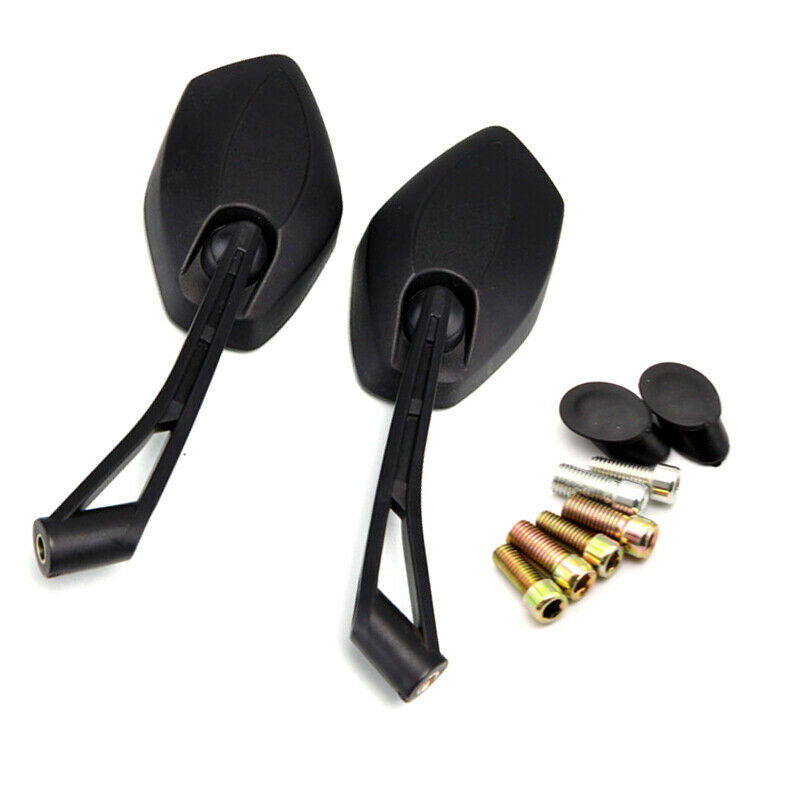2PCS Universal Motorcycle Dirt Bike chopper ATV 8mm 10mm Rear View Mirrors Black