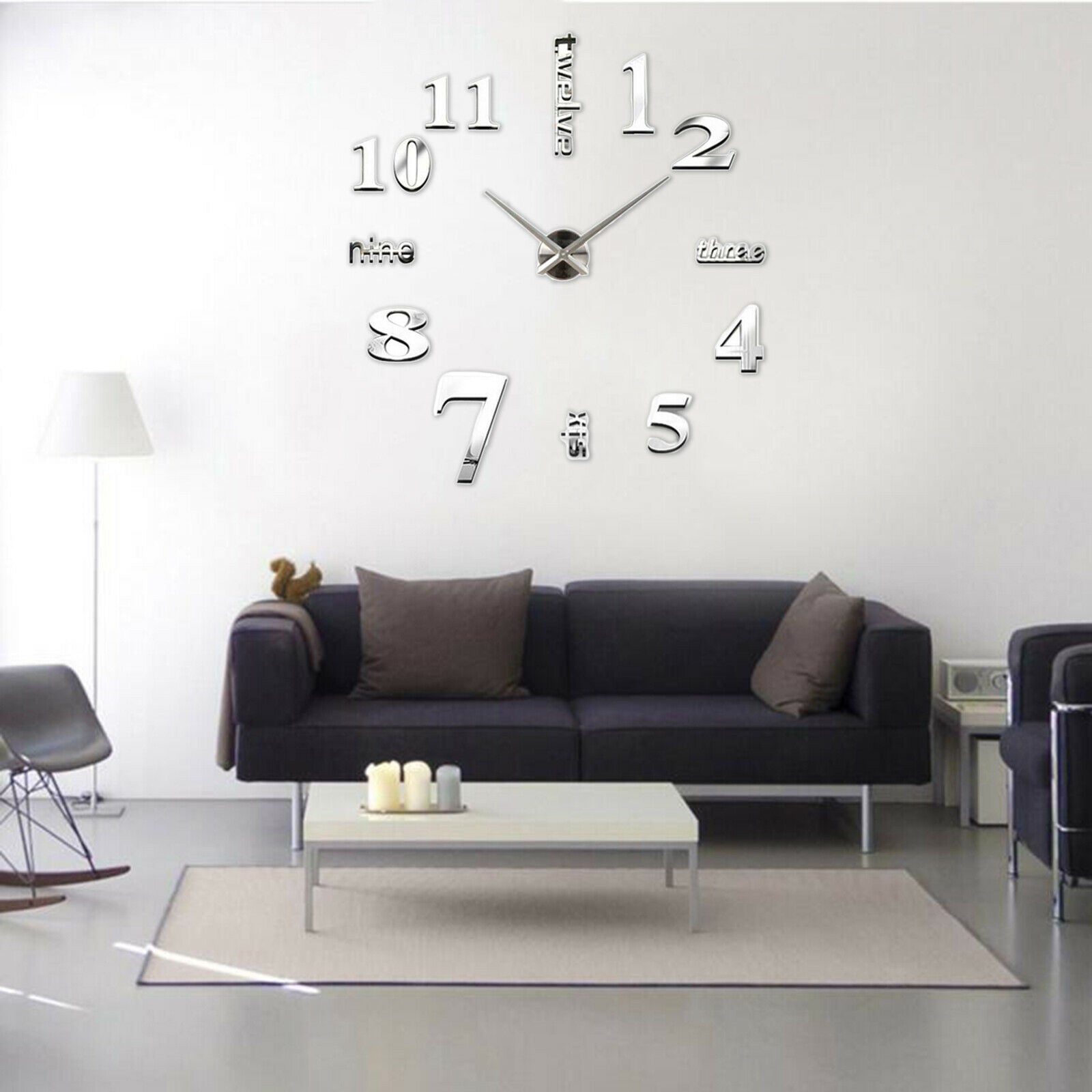Mirror Wall Clock DIY Wall Stickers Modern Big Home Living Room Office Decor