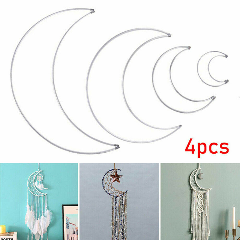 4x/set Metal Half Crescent Moon Steel Dream Catcher Macrame Craft Hoop DIY Gift