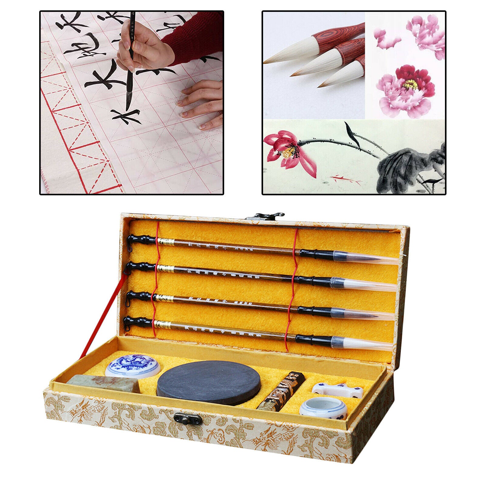 11 Professional Chinese Calligraphy Writing Drawing Brush Ink Stick Kit