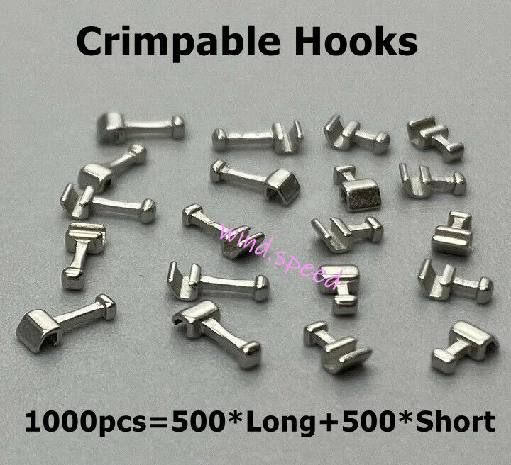 Dental Orthodontic Crimpable Hook Stop Stainless Steel Short Long Type 1000pcs