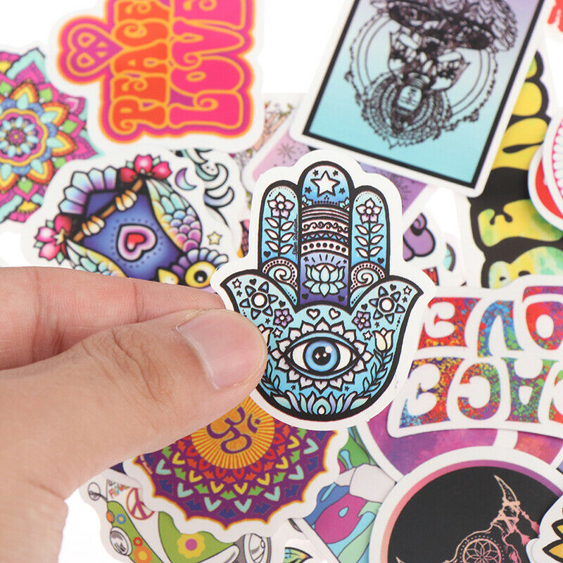 50x Retro Hippies Love And Peace Stickers For Motorcycle Luggage Skateboa.l8