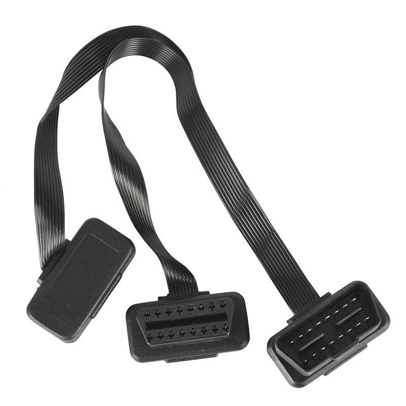 16Pin ELM327 OBDII Male To Dual Female Y Splitter Elbow Extension Cable Lead BDA