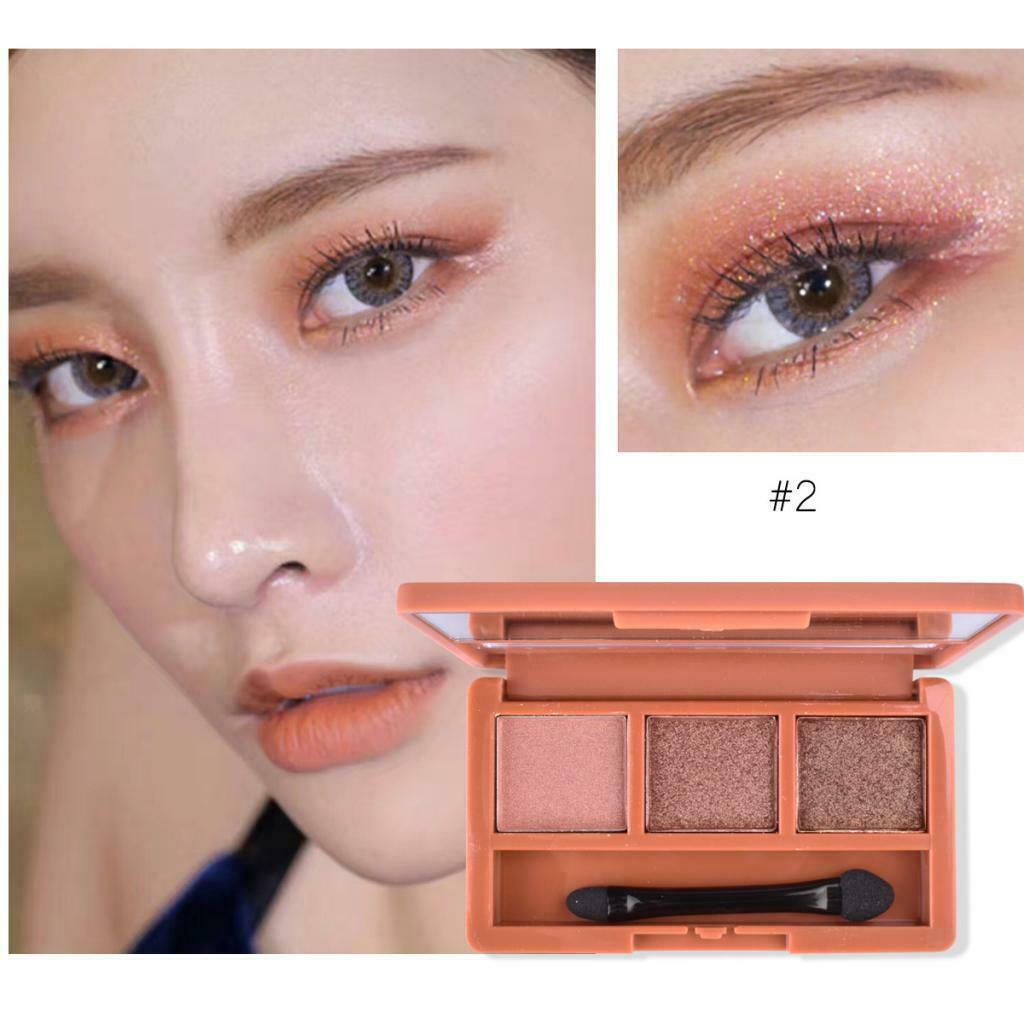 3 Colors Long-lasting Natural Shimmer Matte Eyeshadow Makeup Powder Palette #B