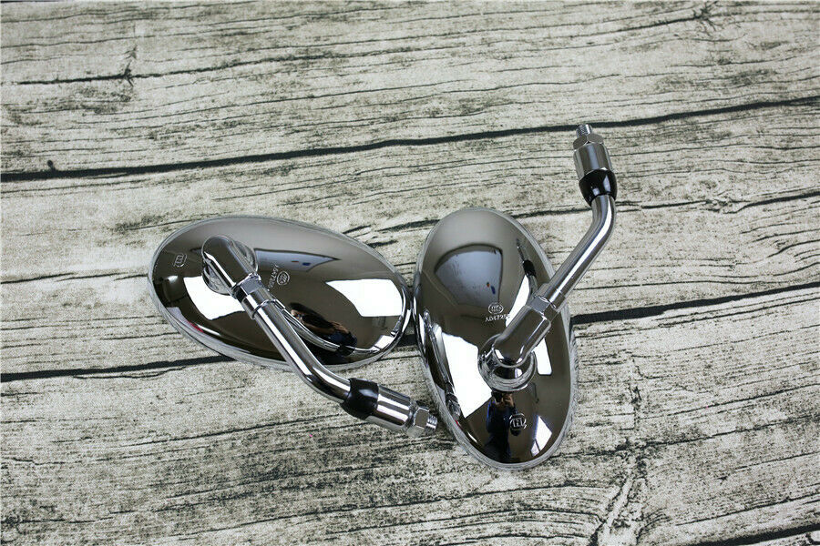 2PCS Retro oval modified coffee short handle plating rearview mirror large field