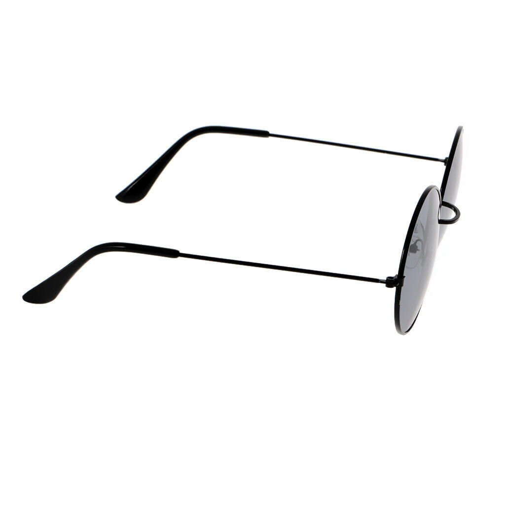Round Frame Sunglasses Color Film Metal Reflective Sun Glasses Men Mirror Black