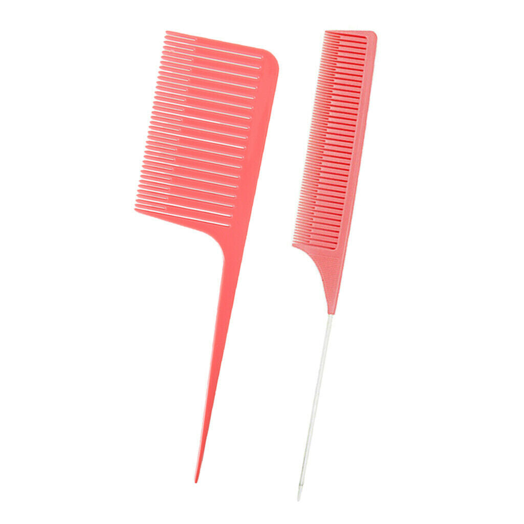 Fine&Wide Section Weave Highlight Foiling Hair Combs Styling Comb Brush Pink