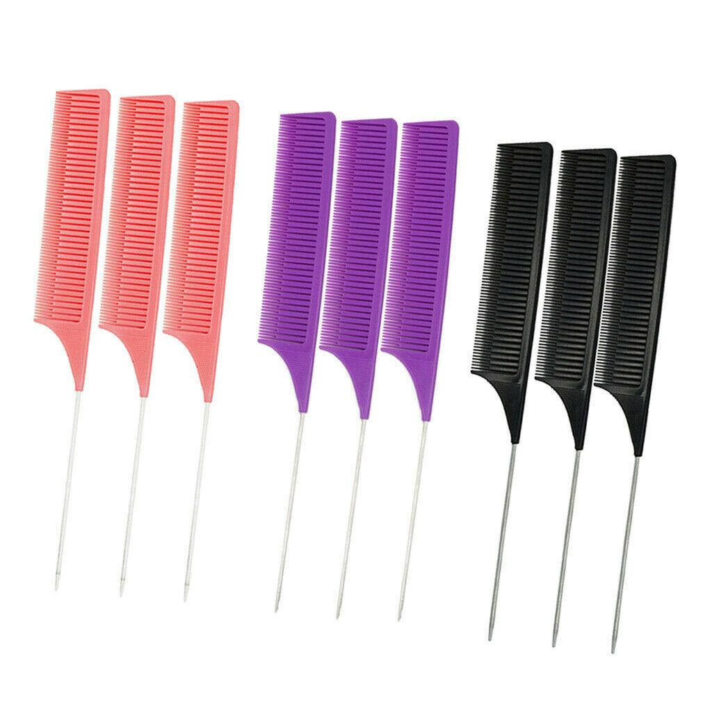 9Pcs Section Weave Highlighting Foiling Hair Combs Salon Barber Styling Comb