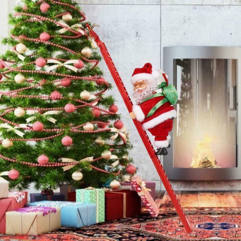 Electric Santa Climbing Ladder Christmas Indoor Outdoor Xmas Holiday Door Wall