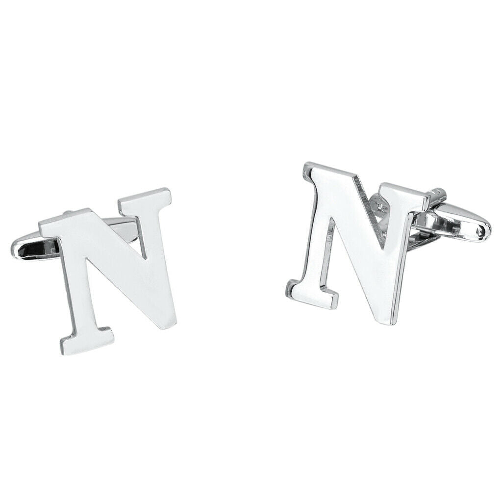Men's Cuff Links Initial Personalized Capital Alphabet Letters Cufflinks N