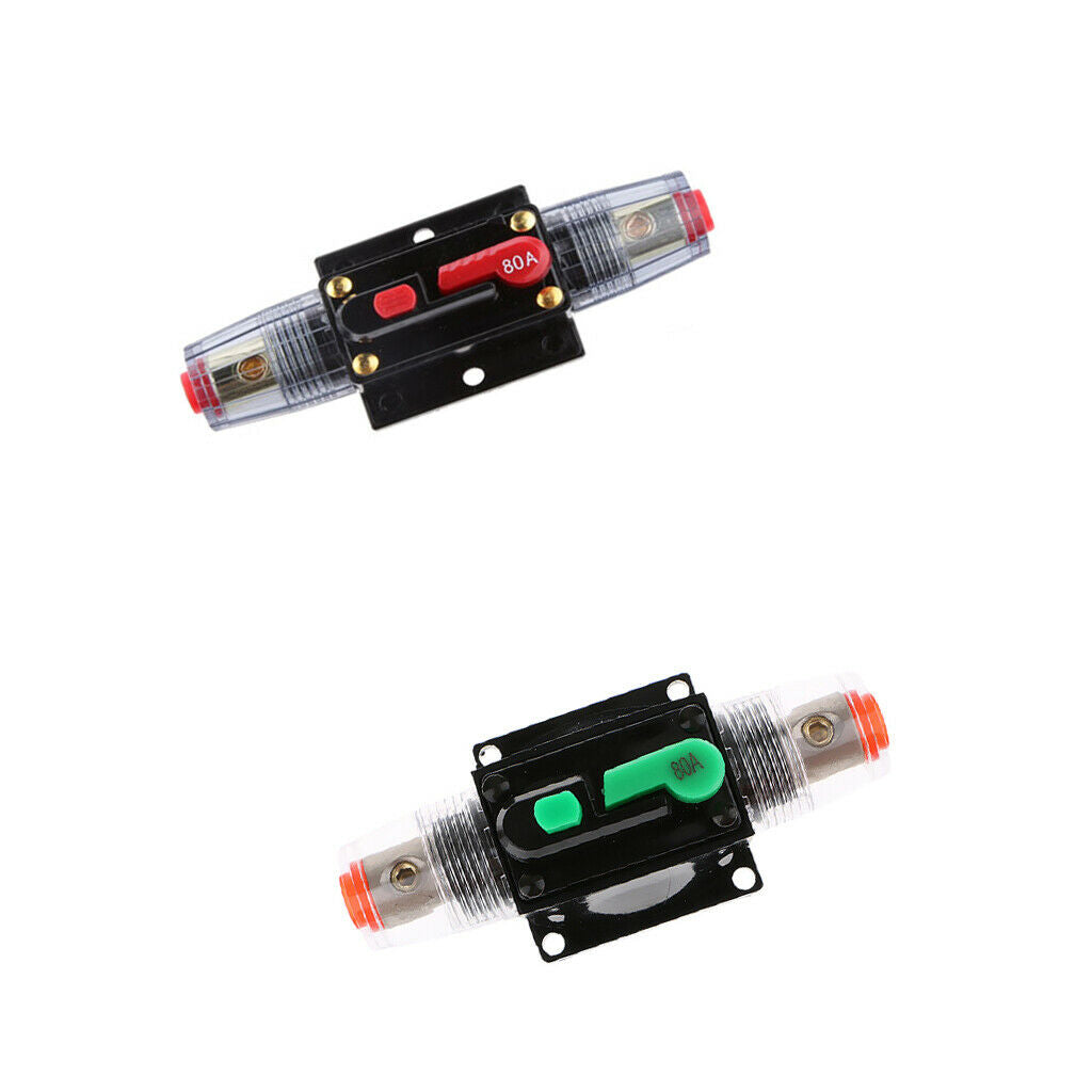 2x Circuit Breaker Fuse Stereo Audio 12V 24V 32V 80A For Car